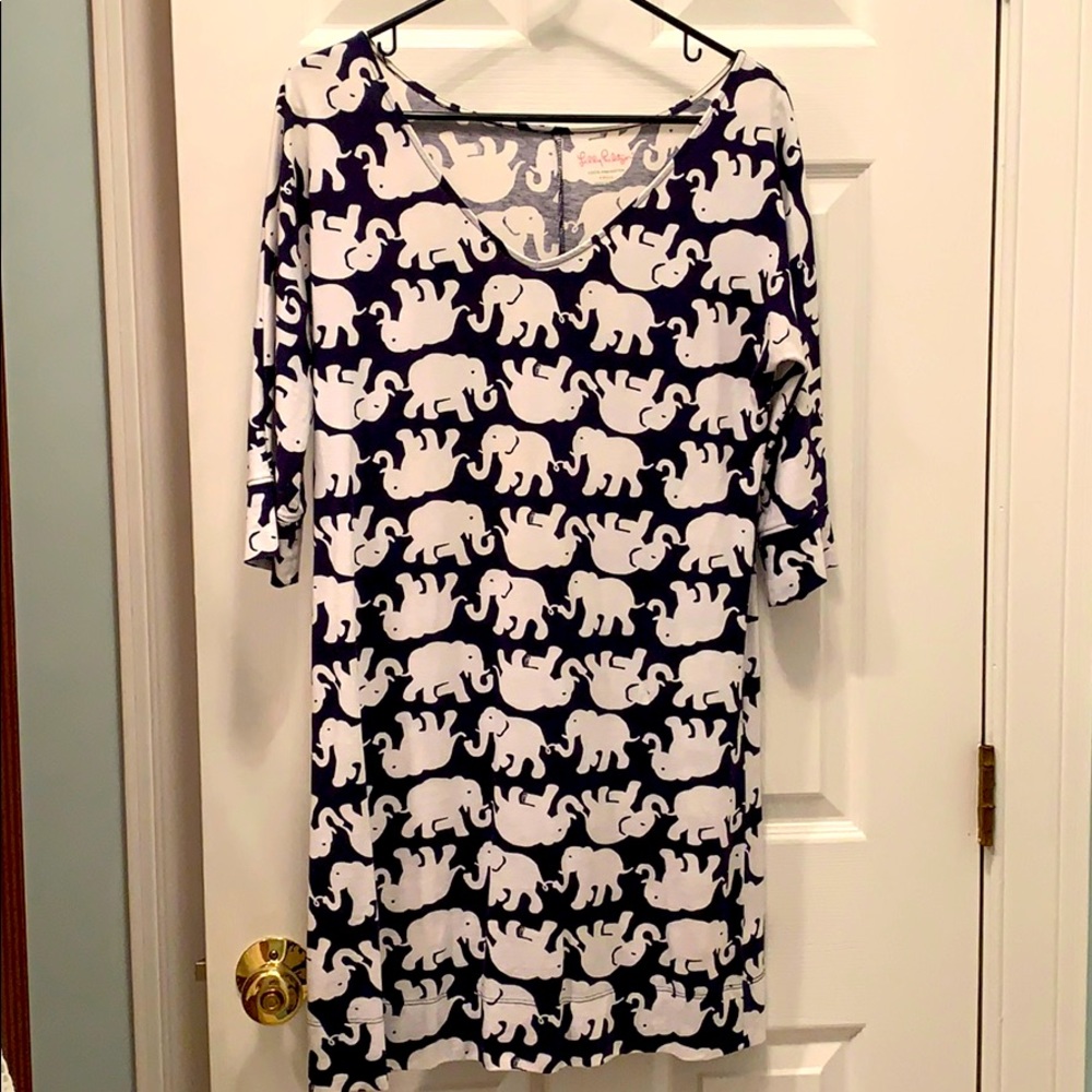 Lilly pulitzer elephant dress - navy blue